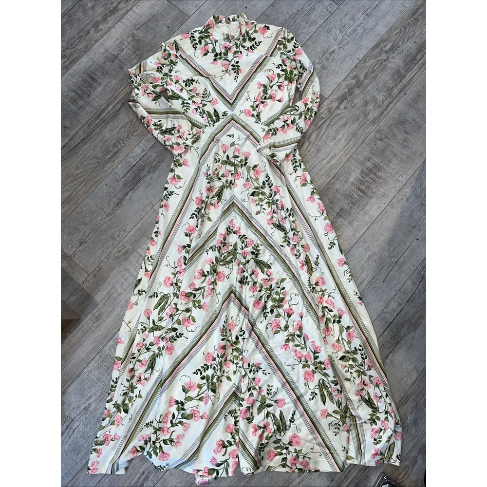 Julie Mille California Vintage 60's Floral roses  Long Dress Women's S-M